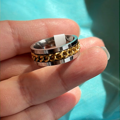 Gold Chain Silver Stainless Steel Ring