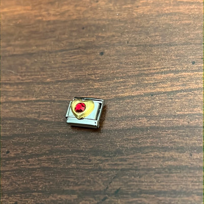 Cz Heart Italian Link Charm