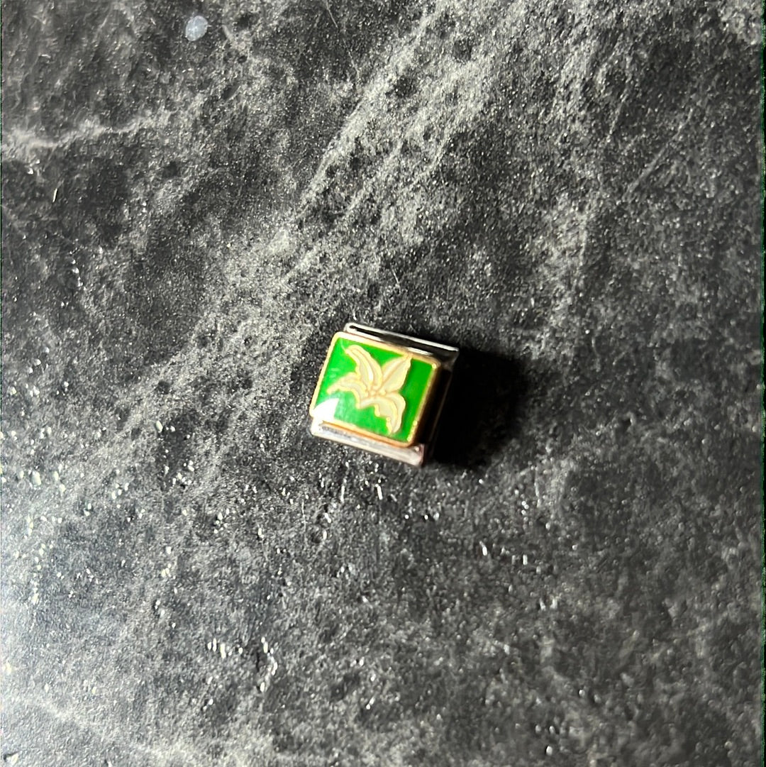 White Rose Italian Link Charm