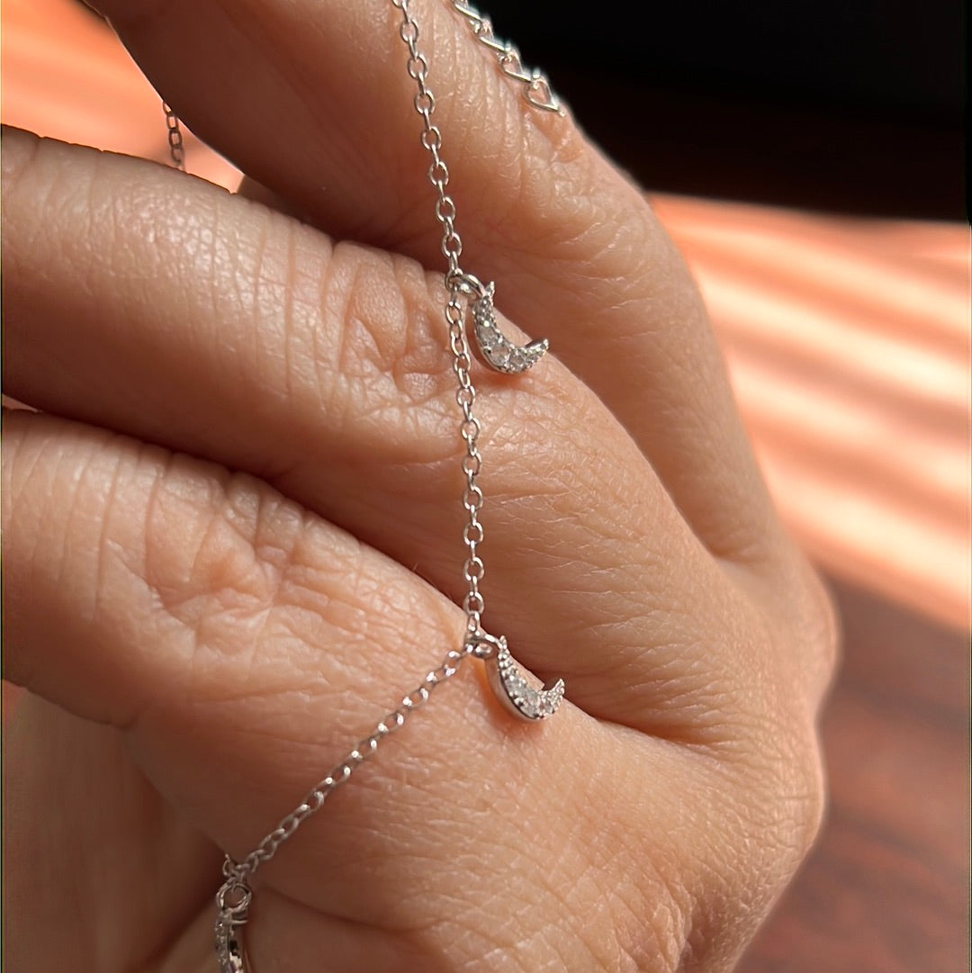 Dangle Charms Cz Moon Bracelet