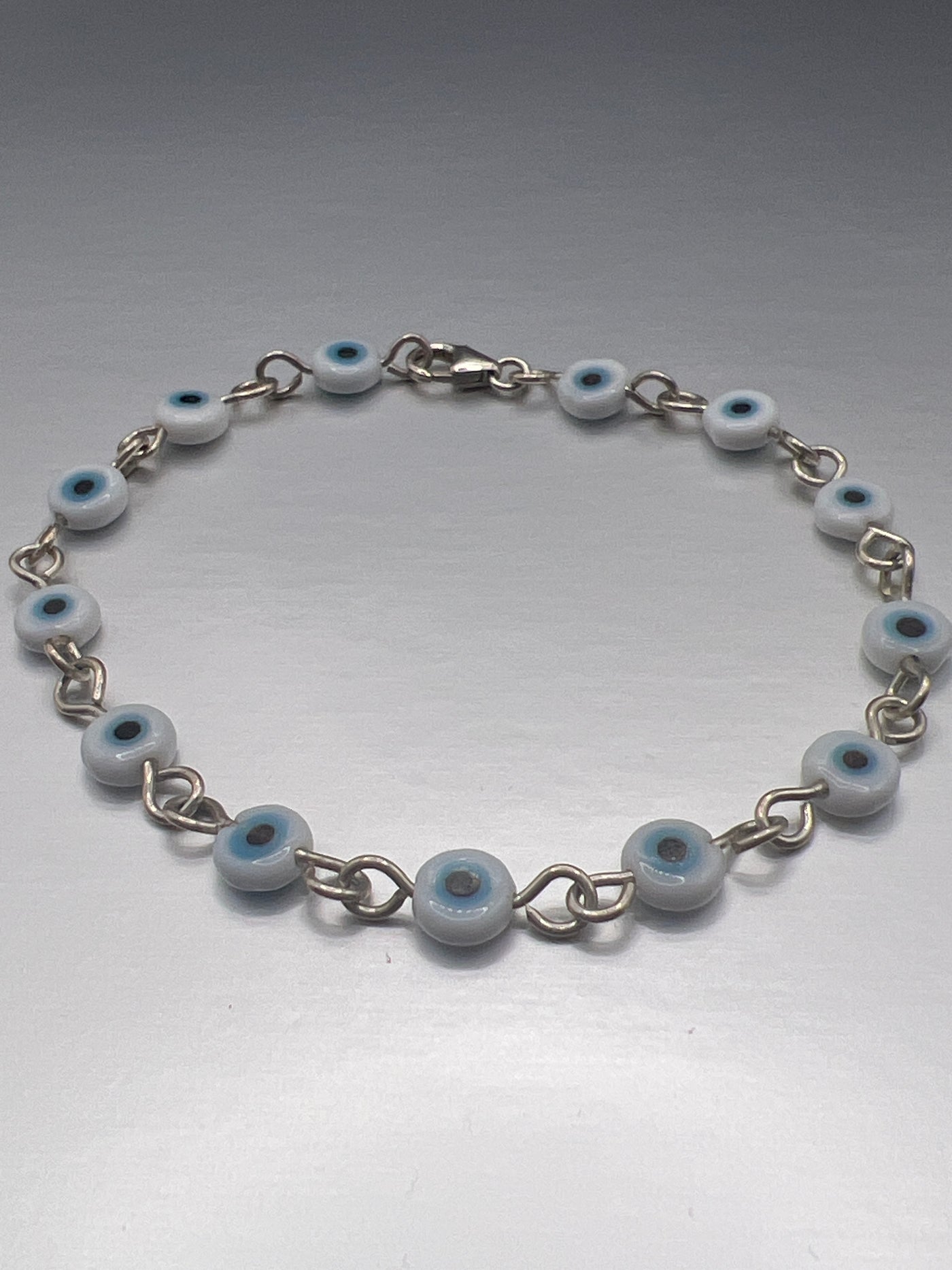 White with Blue Evil Eye Bracelet