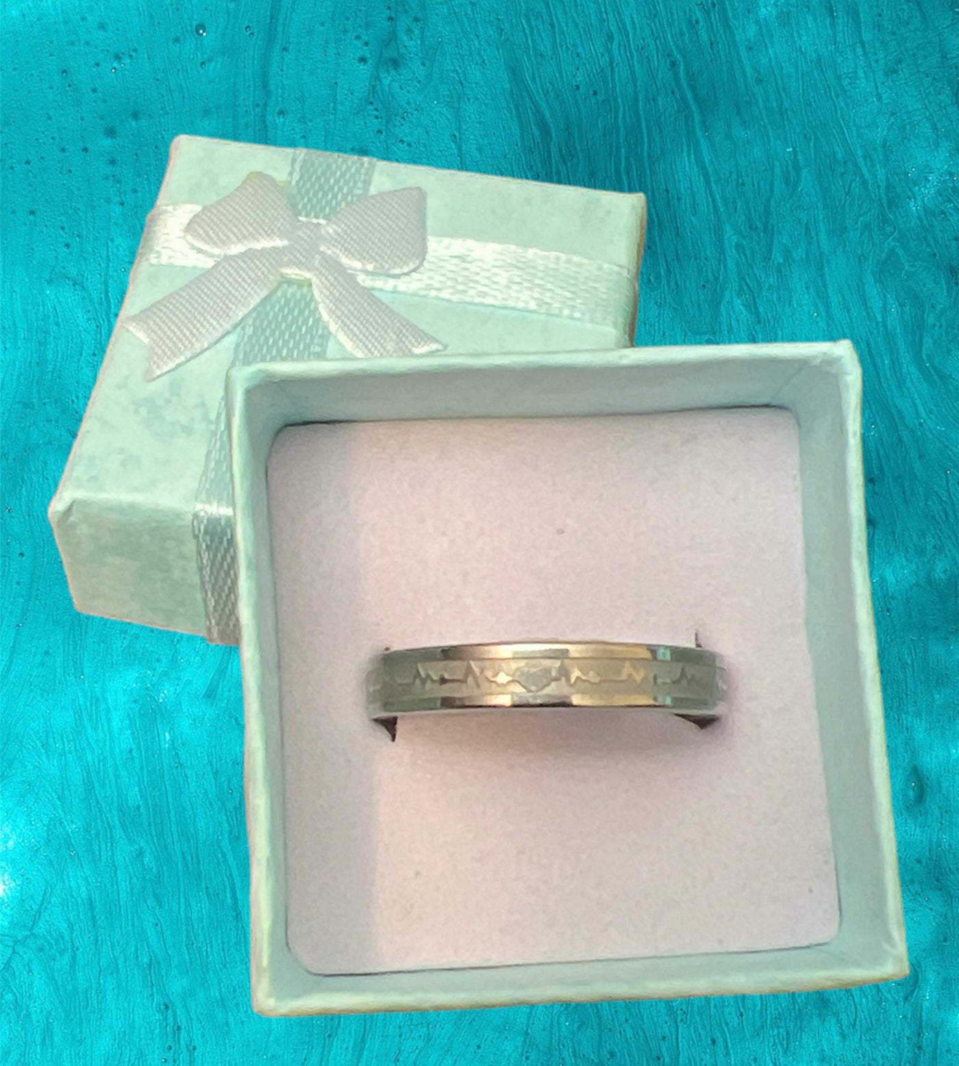 Heart Beat Band Ring in Stainless Steel