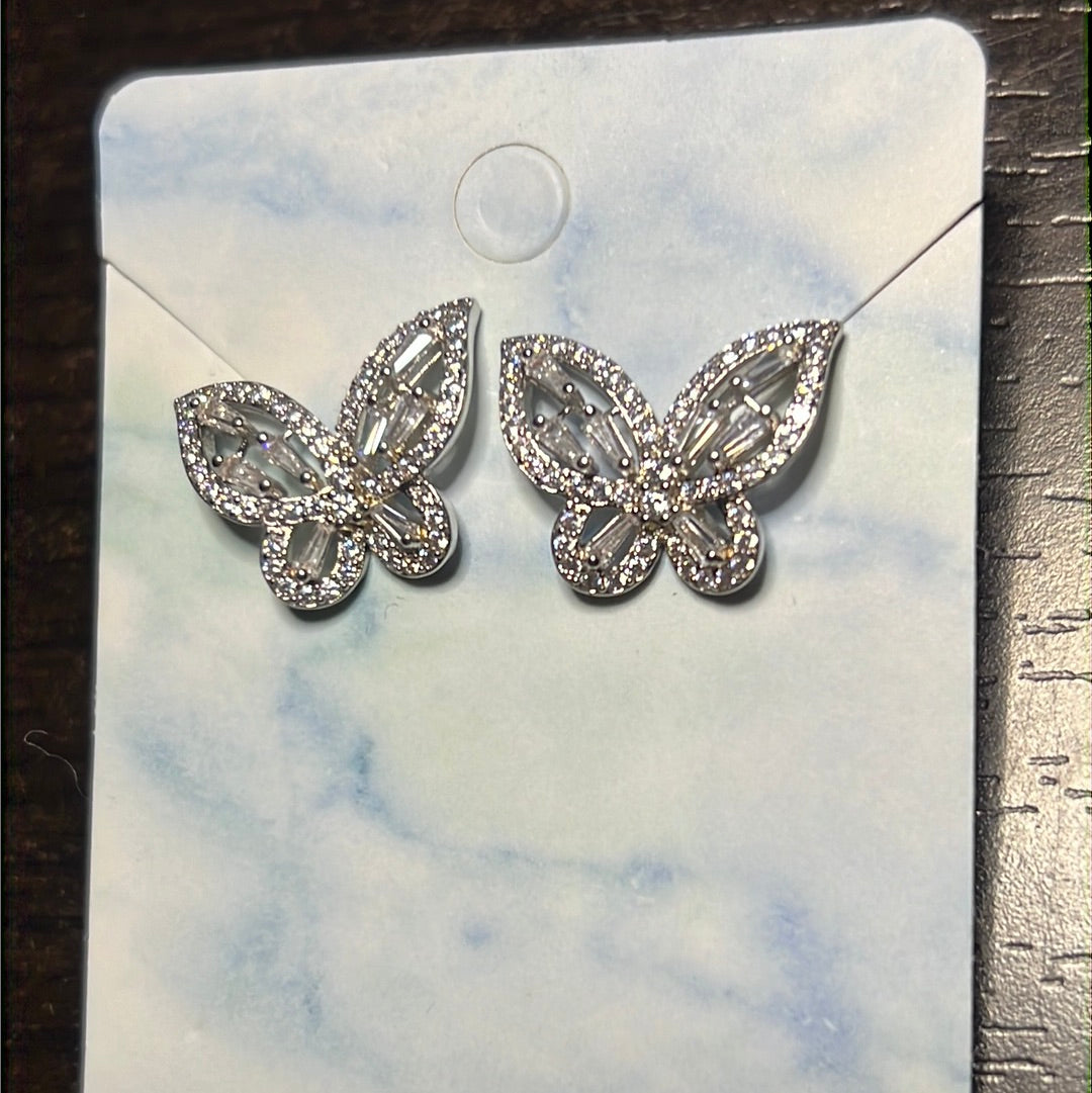 Cz Butterfly Stud Earrings