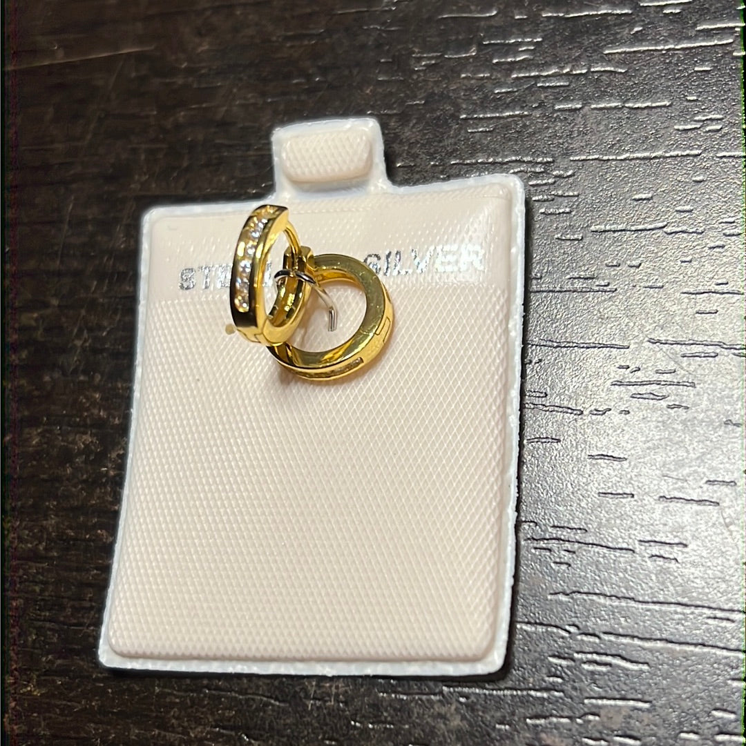 Gold Mini Cz Hoop Earrings