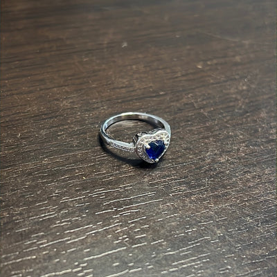 Cz Blue Heart Ring