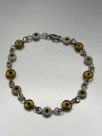 Bronze Evil Eye Glass Bracelet