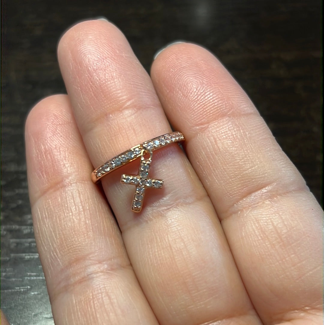 Rose Gold Dangle Cross Ring