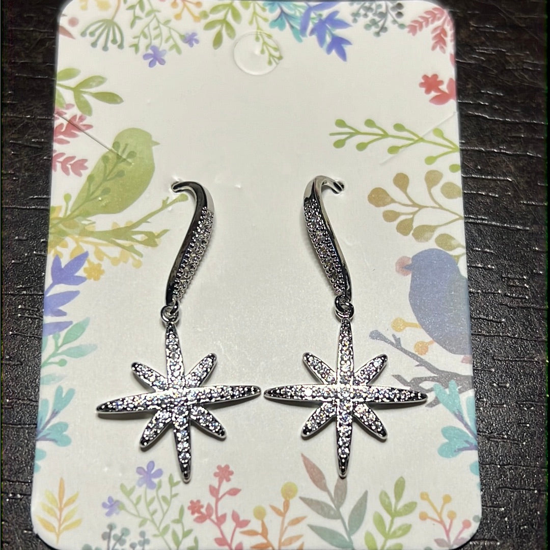 Cz Star Dangle Earrings
