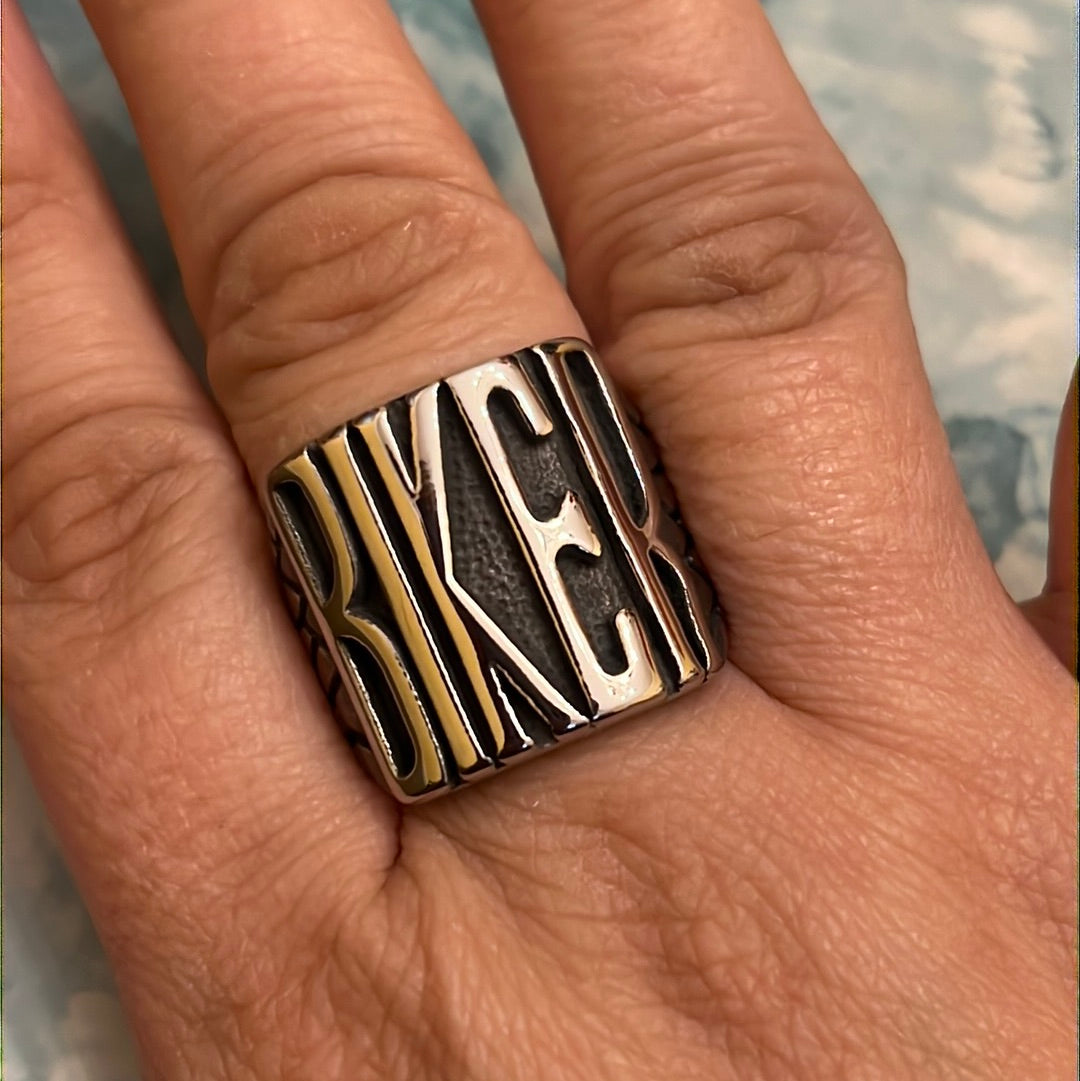 Biker Silver Stainless Steel Ring