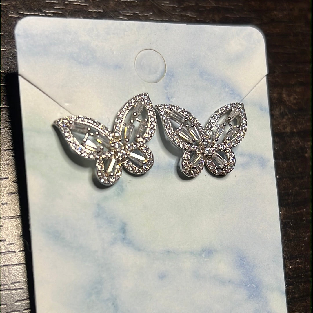 Cz Butterfly Stud Earrings