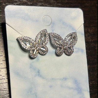 Cz Butterfly Stud Earrings