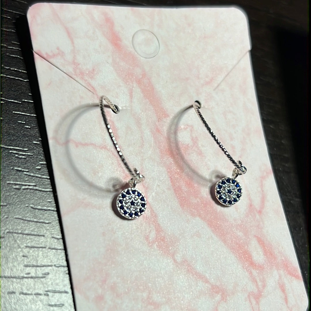 Cz Blue Eye Insert Earrings