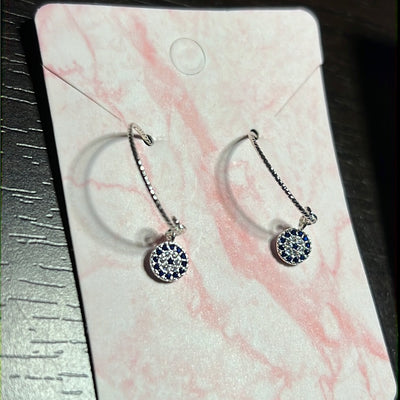 Cz Blue Eye Insert Earrings
