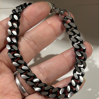Silver with Black Chain Bracelet