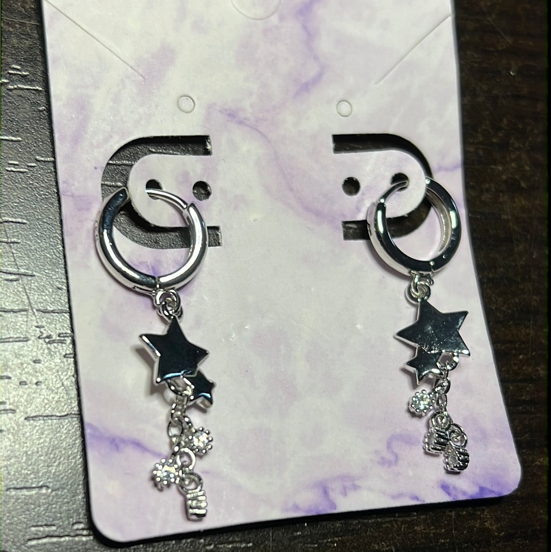 Hoop Cz Stars Earrings