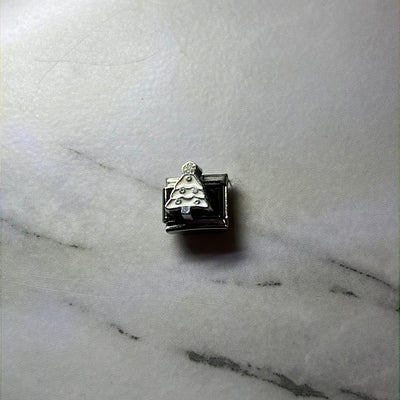 White Christmas Tree Italian Link Charm