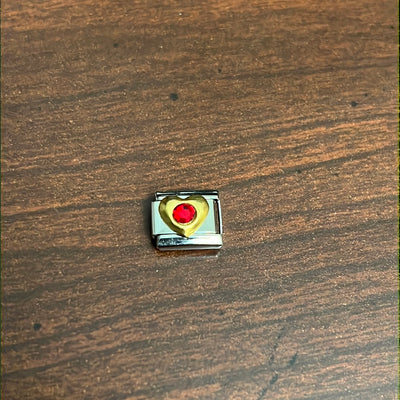 Cz Heart Italian Link Charm