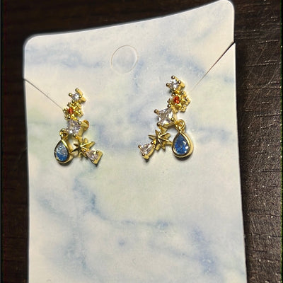 Cz Clouds Gold Stud Earrings