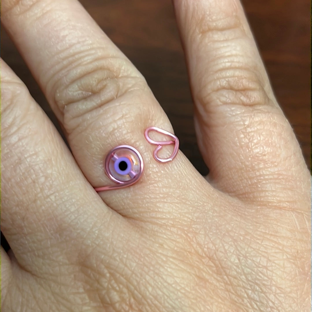 Evil Eye with Heart Ring