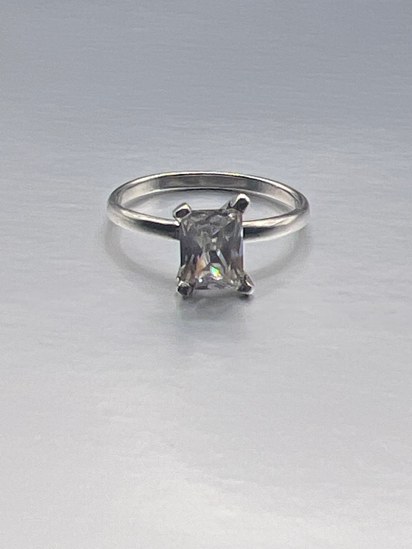 Cz Rectangle Engagement Ring