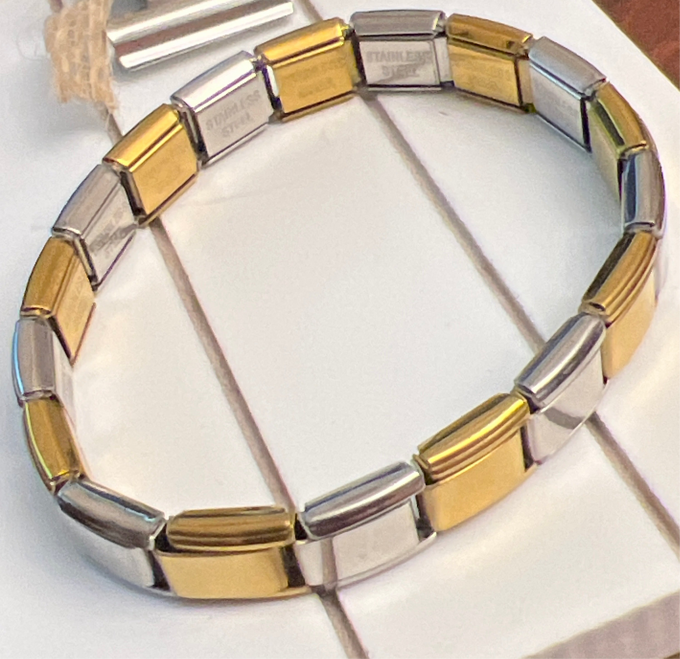 Silver & Gold Italian Link Charm Bracelet
