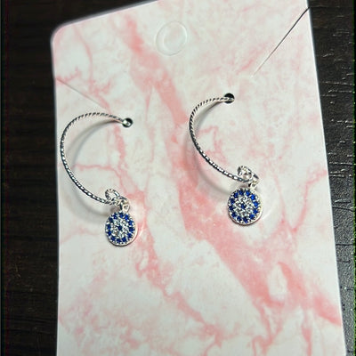Cz Blue Eye Insert Earrings