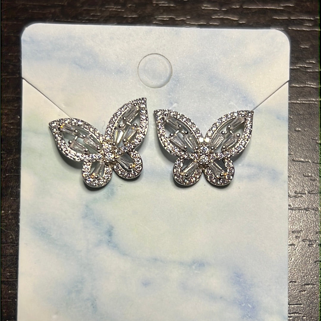 Cz Butterfly Stud Earrings