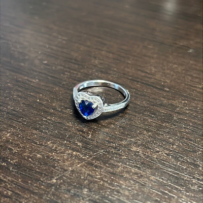 Cz Blue Heart Ring