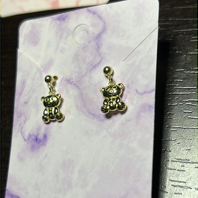 Gold Bear Dangle Earrings