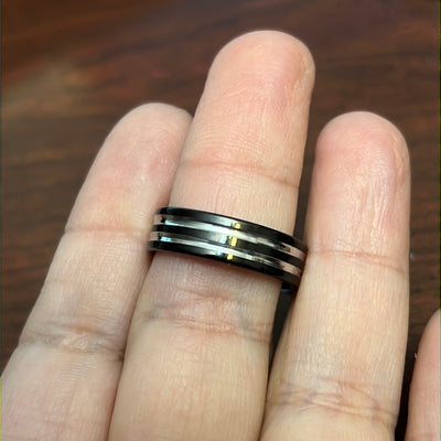 Black Unique Band Ring in Stainless Steel