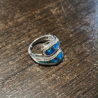 Cz Blue Opal Design Ring
