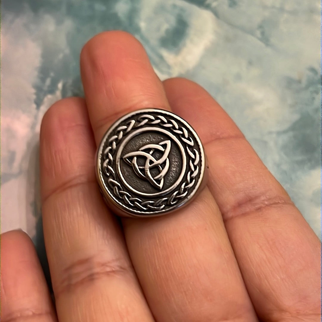 Witches Knot Silver Stainless Steel Ring