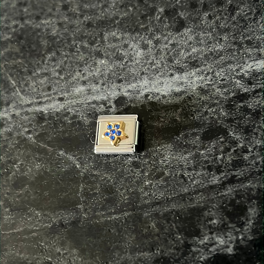 Blue Cz Italian Link Charm