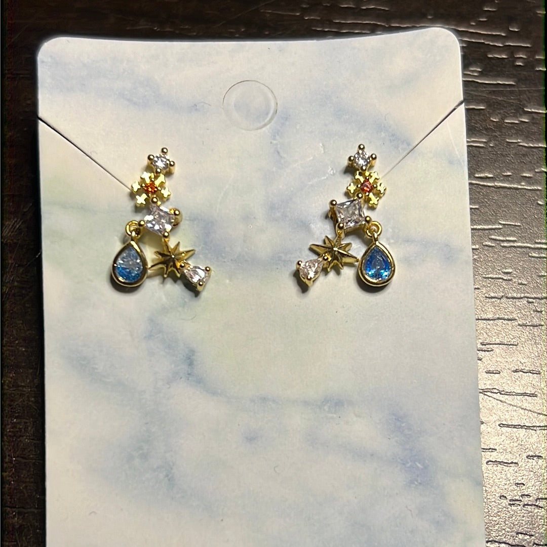 Cz Clouds Gold Stud Earrings