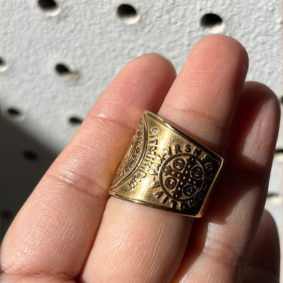 Gold St. Benedict Stainless Steel Ring