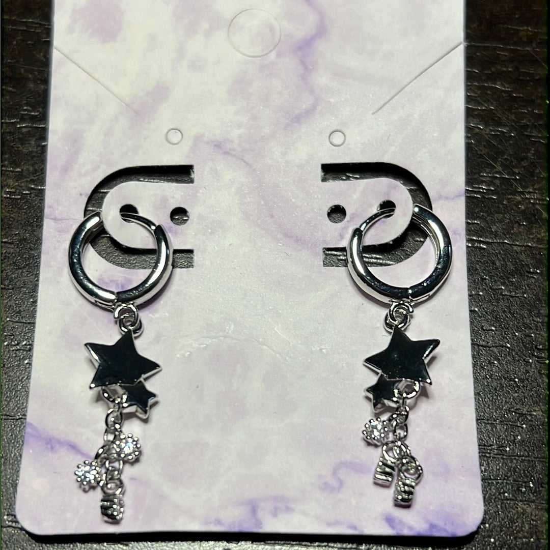 Hoop Cz Stars Earrings