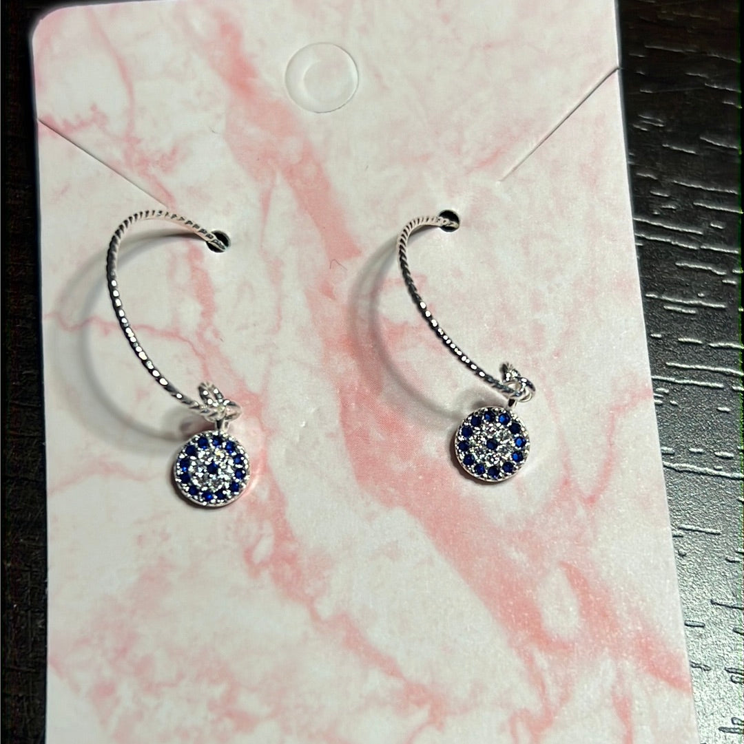 Cz Blue Eye Insert Earrings