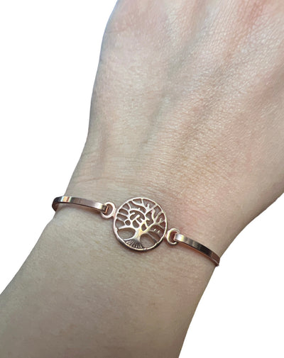 Rose Gold Family Tree Bangle Bracelet