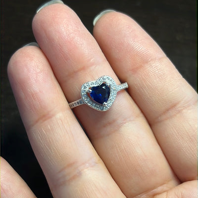 Cz Blue Heart Ring