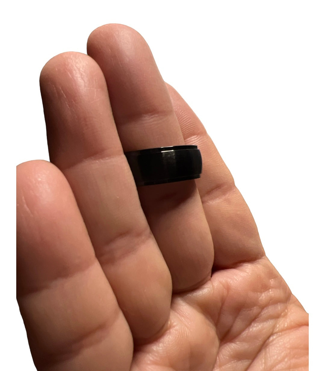 Black Ring in Stainless Steel