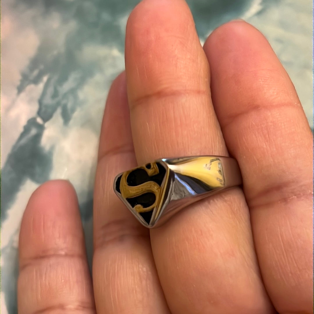 Súper Man Silver w/ Gold Stainless Steel Ring