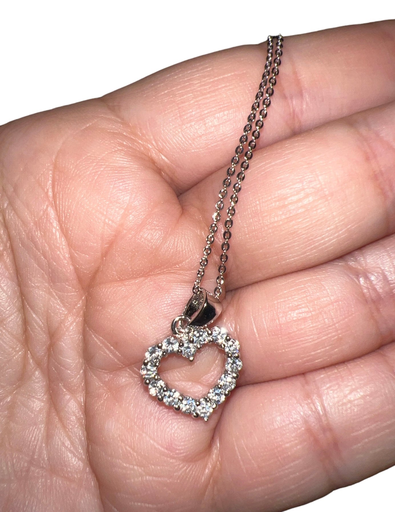 Cz Open Hearts Set Necklace & Earrings