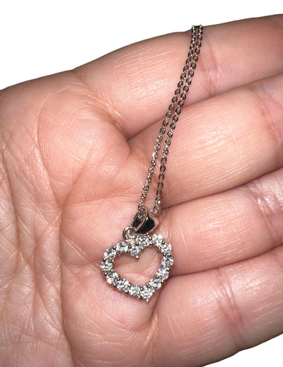 Cz Open Hearts Set Necklace & Earrings
