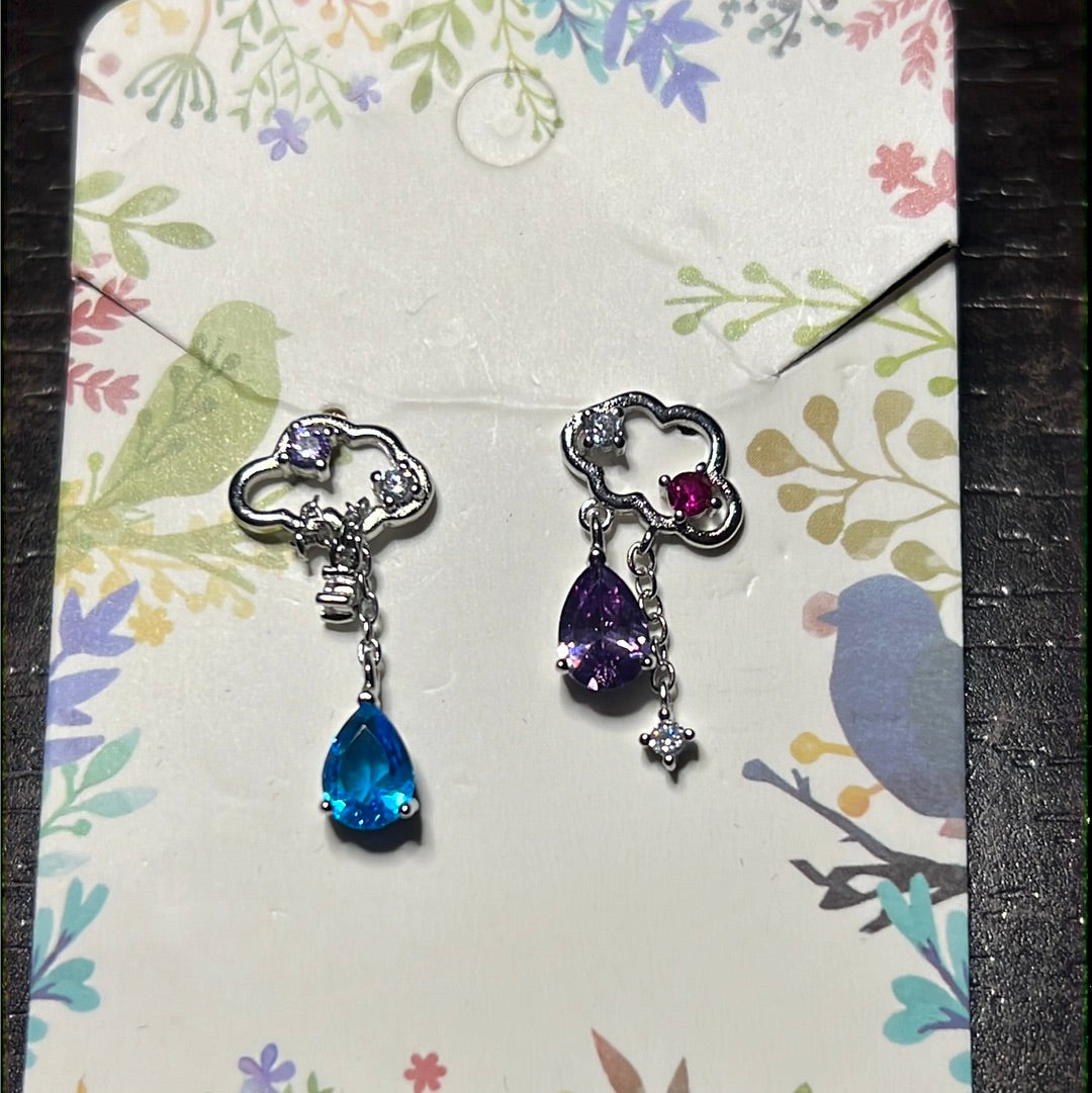 Multi Color Cloud Stud Earrings