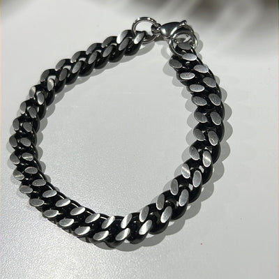 Silver with Black Chain Bracelet