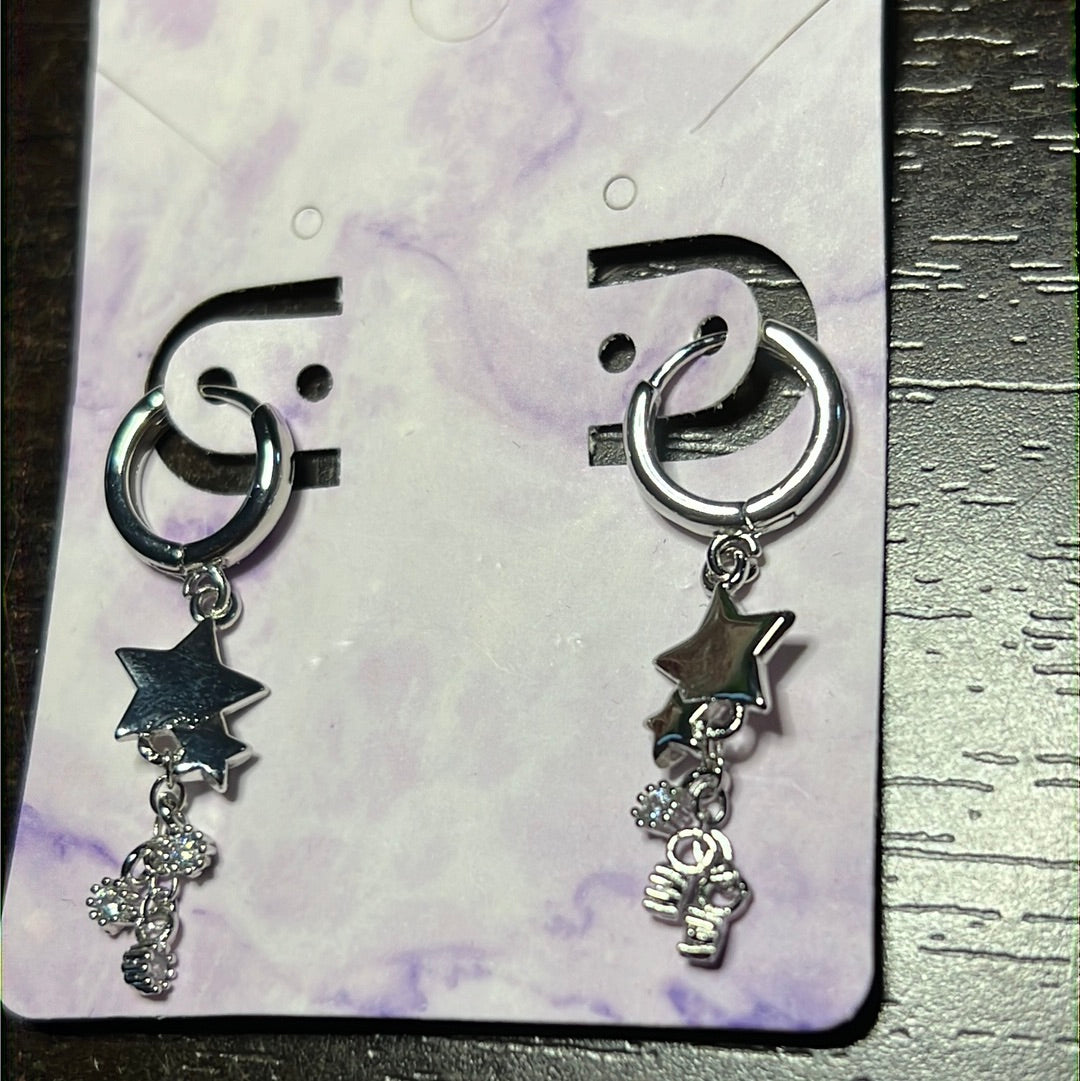 Hoop Cz Stars Earrings