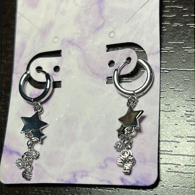 Hoop Cz Stars Earrings