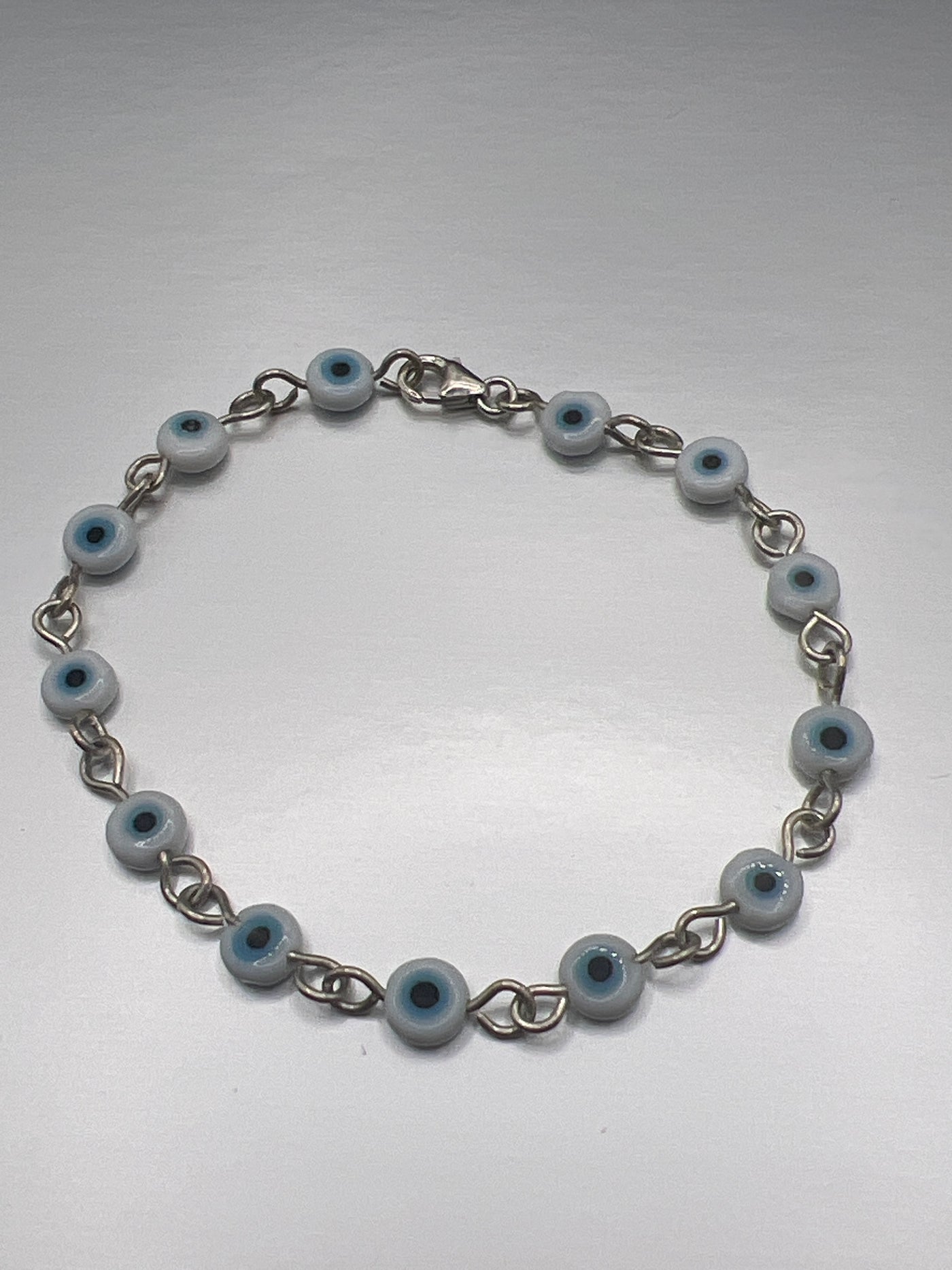 White with Blue Evil Eye Bracelet