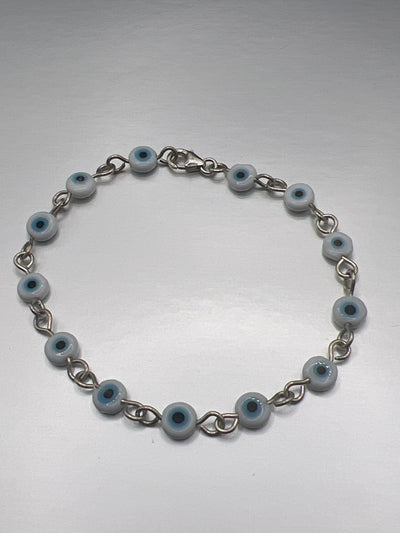 White with Blue Evil Eye Bracelet