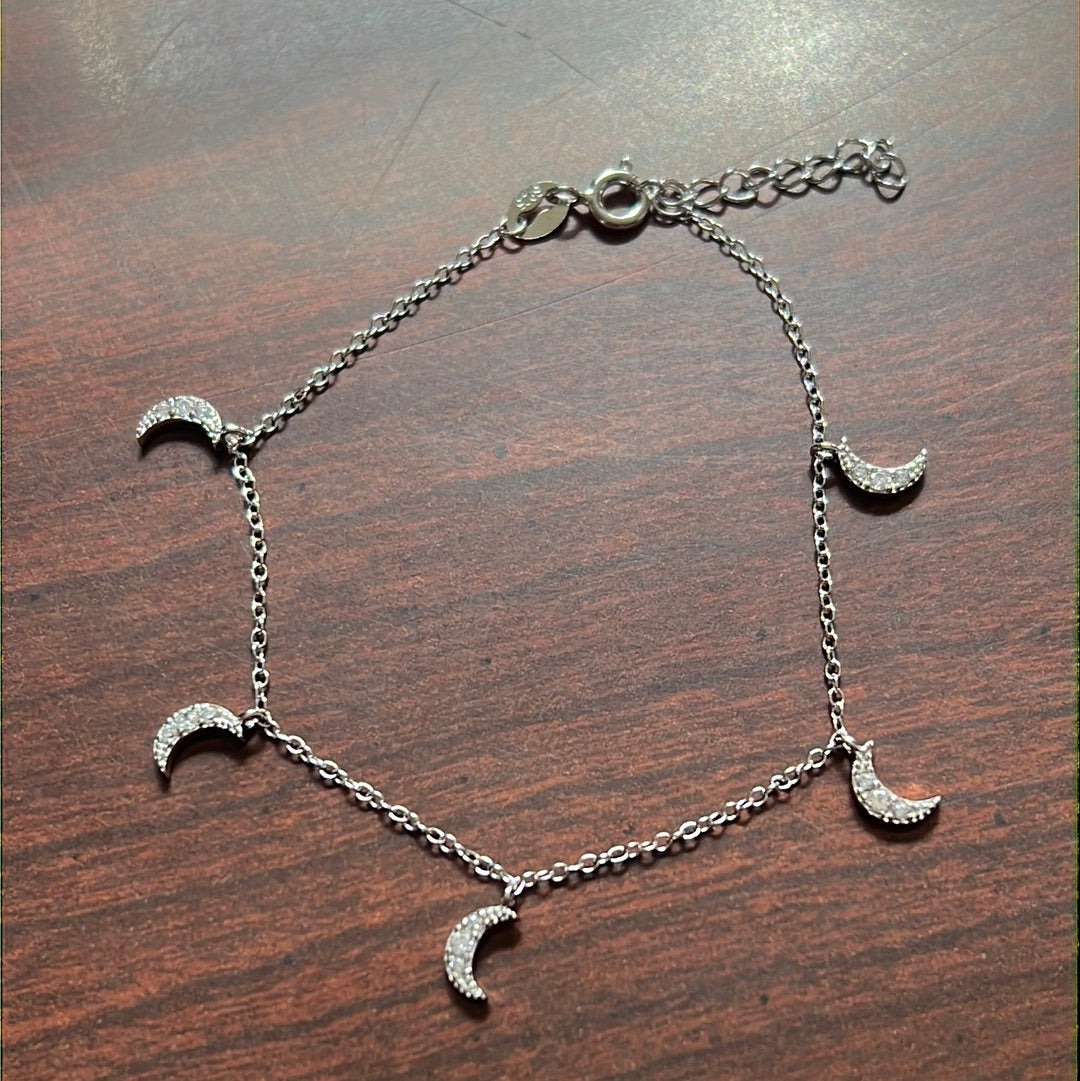 Dangle Charms Cz Moon Bracelet